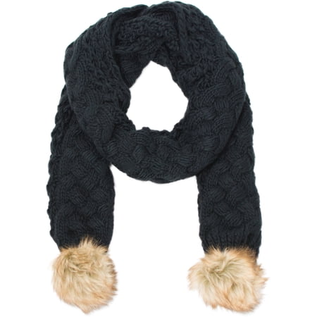 pom pom fur walmart Glory Pom Faux Scarf Knit Fur Faded With Cable Women's
