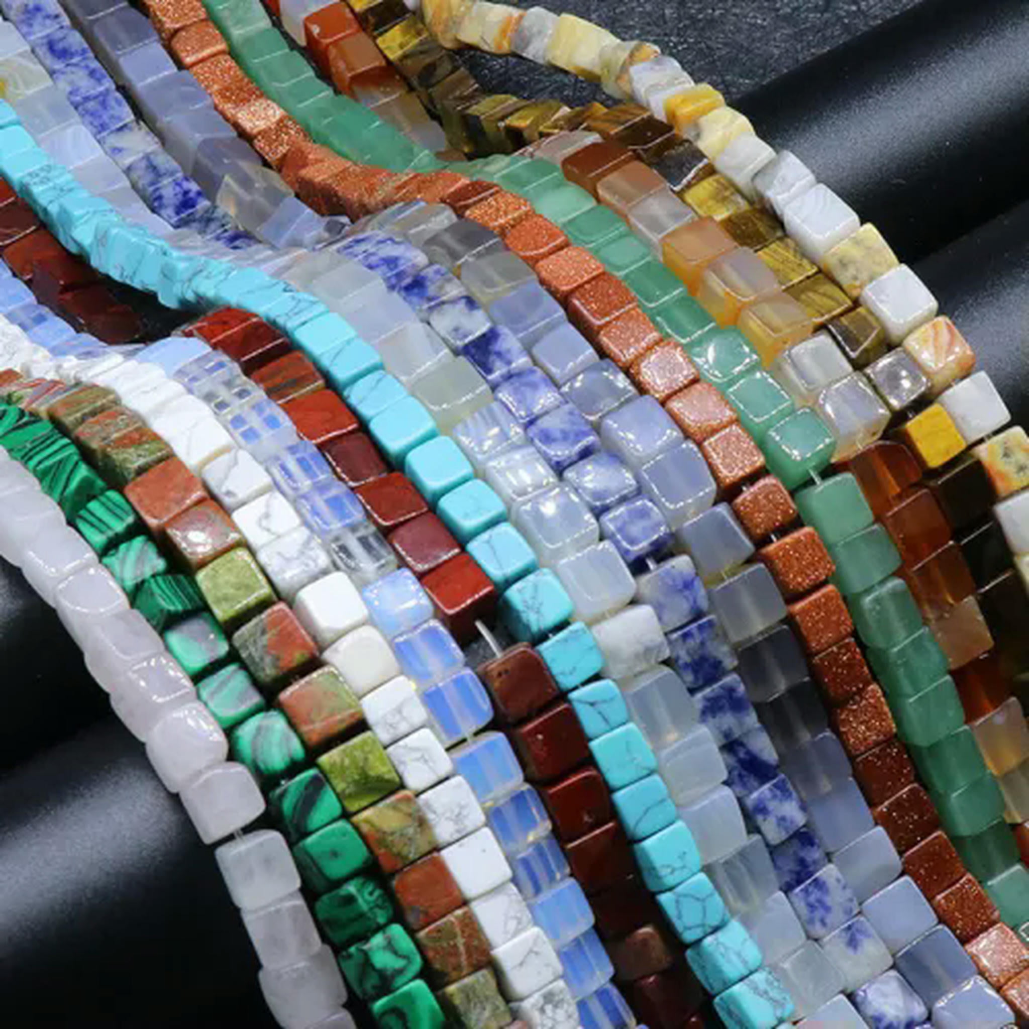 HOOUN Wholesale 850pcs/Lot Mix Natural Gemstone Square Spacer Loose Beads 4mm DIY-Blue stone