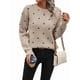 thumbnail image 3 of Suéteres de Lunares para Mujer, Jersey de Punto de Larga y Cuello Redondo. Caqui L, 3 of 9