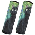 thumbnail image 2 of 2-Pack Seat Belt Covers with Flannel Seatbelt Shoulder Strap Case Adjustable Straps Soft Padding for Car Black Cat and Irises Small, 2 of 8