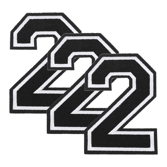 Uxcell 3 Pcs Iron on Number Patches, 4.5 Inch Embroidered Patches(Number 2, Black)