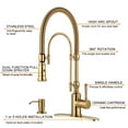 thumbnail image 6 of Wowow 20.7 in.Single Handle Convenient Pull Down Sprayer Kitchen Faucet in Brushed Gold with Soap Dispenser, 6 of 7