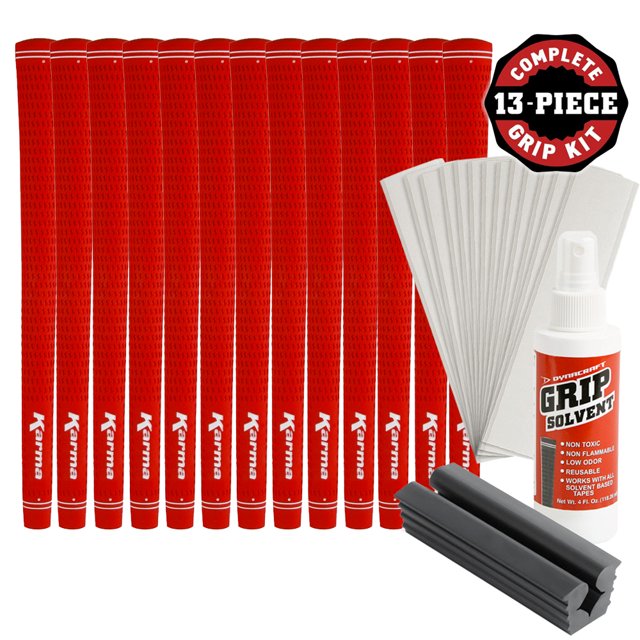 Karma Velour Red Golf Club Grip Kit: 13 Standard Grips, Solvent & 2-Sided Tape