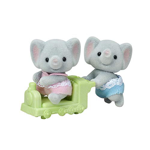 Calico Critters Ellwoods Elephant Twins Removable Clothes Head Turn Pretend Play 