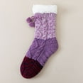 thumbnail image 5 of WMNTST Womens Fuzzy Socks With Grips Color Block Textured Crew Sock With Cute Pompoms Cozy Winter Socks, 5 of 5