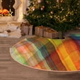 thumbnail image 4 of Salouo Abstract Watercolors Tartan Christmas Tree Skirt 30" Farmhouse Christmas Decorations Snowman Xmas Tree Skirt Tree Mat for Holiday Party Decor, 4 of 8
