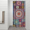 thumbnail image 3 of Small Stall Narrow Shower Curtain 36"W x 72"L – Tropical Bohemian Leaves, Mid-Century Abstract Boho Botanical Bathroom Decor, Vintage Floral Palm Leaf Pattern, Rustic Tribal Folk Style, 3 of 5