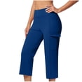 thumbnail image 2 of FAHXNVB High Waisted Yoga Cpari Pants for Women with Pockets Summer Stretchy Workout Athletic Trousers Lightweight Running Pants, 2 of 6