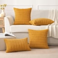 thumbnail image 3 of SUSIELADY Pack of 2 Corduroy Decorative Throw Pillow Covers 18x18 Inch Soft Boho Striped Pillow Covers Modern Farmhouse Home Decor for Sofa Living Room Couch Bed, Yellow, 3 of 5
