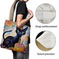 thumbnail image 3 of Black Cat Party Bolso de tela con estampado de lienzo para mujer, bolsa de compras reutilizable y estética, con cremallera interior, regalo para mujer,40*40cm., 3 of 6