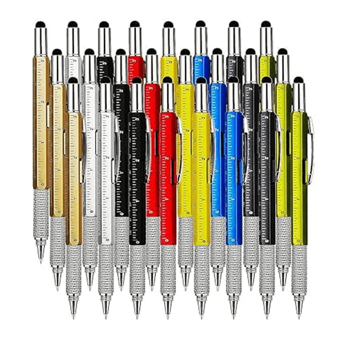24 Pcs 6-In-1 Multi-Tool Tool Pens and 24 Pcs Ink Refills Gadget Screwdriver Gift Pens