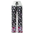 thumbnail image 7 of Bjutir Womens Flower Print Yoga Pants With Drawstring Casual Wide Leg Loose Elastic High Waist Printed Long Pants Sweatpants Summer Outdoor Sport Joggers L, 7 of 7