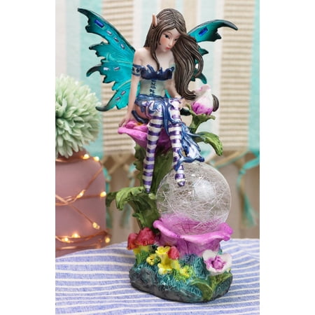Ebros Butterfly Elf Pixie Fairy 7.5 inch Garden Statue LED Night Light