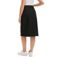 thumbnail image 3 of Falda de mezclilla con botones y dobladillo deshilachado H-Line hasta la rodilla para mujer INSPIRE CHIC, casual, color negro, talla S, 3 of 6