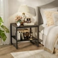 thumbnail image 4 of End Table, 20 Inch Square Black Wood Side Table with 2-Tier Storage Shelves for Living Room, 4 of 7