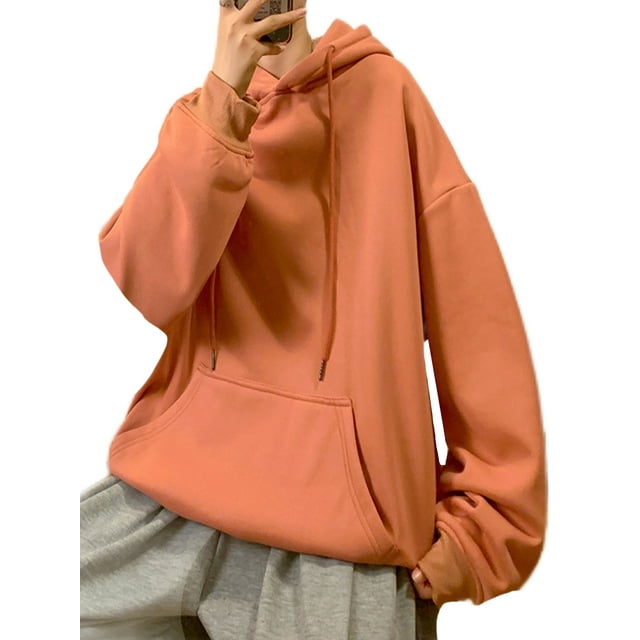 LUXUR Hommes Sweat à Capuche à Manches Longues Casual Hiver Rose L
