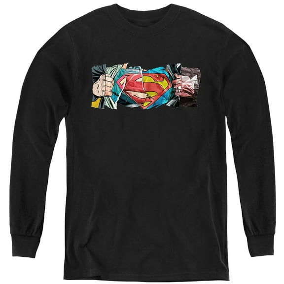 Superman Super Reveal Youth Long Sleeve T Shirt, Black, Large