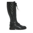 thumbnail image 2 of Vince Camuto Vicintia Black Lace Up Quilted Knee High Moto Combat Riding Boot (Black, 6), 2 of 6
