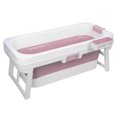 thumbnail image 2 of Happydeer Portable Bathtub 51 inch Collapsible Tub with Flip-up Handle, Foldable Bathtub, No Lid, Pink, 2 of 7