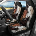 thumbnail image 2 of Renewold Brown White Horse Car Seat Cover Full Set Breathable Front Seat Rear Backrest Bottom Cover Protector Auto Interior Accessories for Festival Decor, 2 of 7