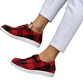 thumbnail image 5 of Womens Printed Canvas Casual Loafers, Decorative Lace Up Lightweight Flats, Comfortable Daily Walking Footwear Red 39, 5 of 6
