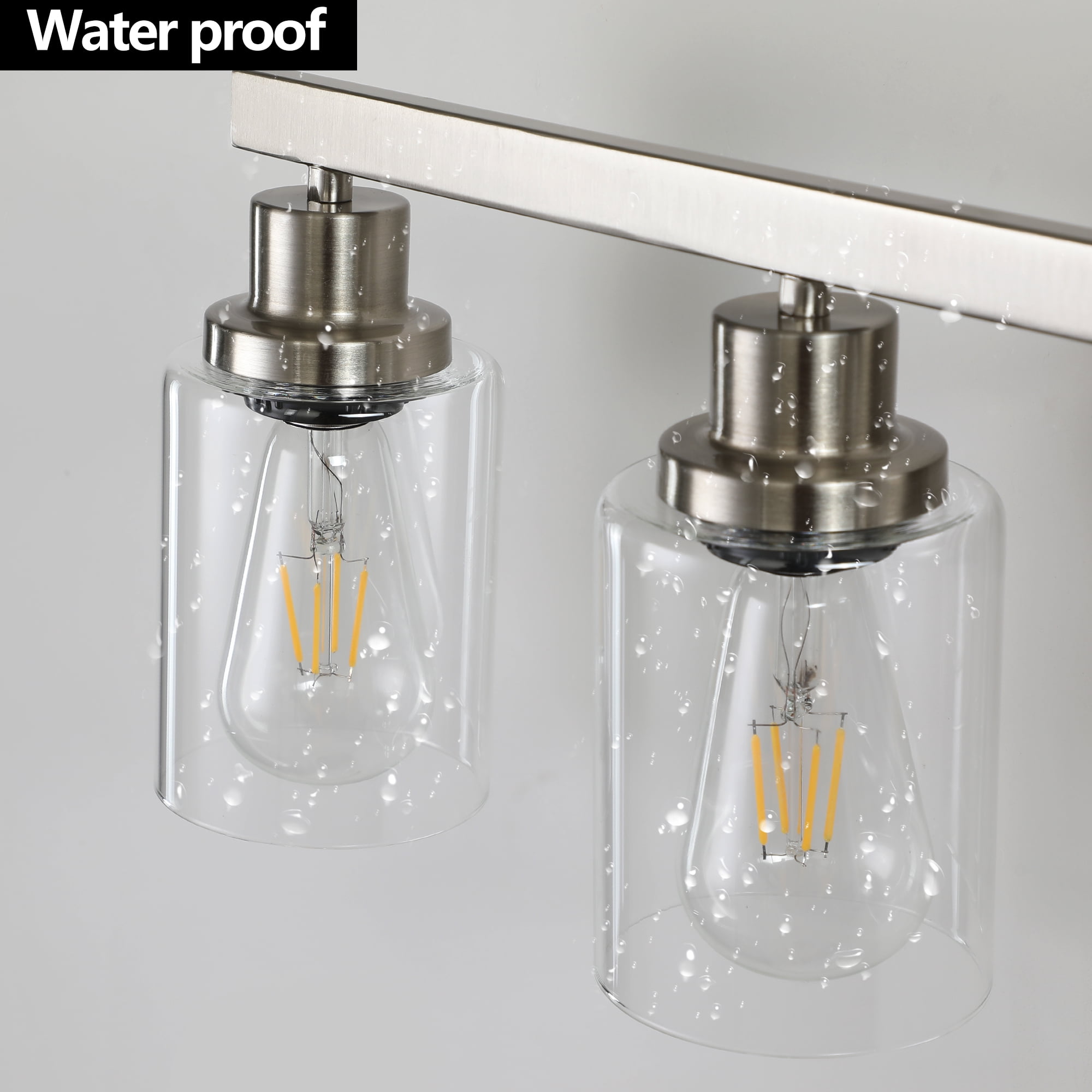 8 Light Brushed Nickel Modern 51.2in Bathroom Vanity Light with Clear Glass Shade, Bathroom Lighting Fixtures Over Mirror