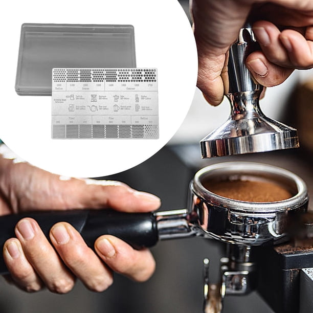 Tarjeta de referencia de café, herramienta de medición de tamaño de molienda, regla de acero inoxidable resistente para oficina, cafetería, cocina y