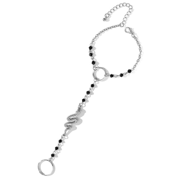 LOLIPPYY Silver Alloy Snake Finger Ring Bracelet Women Showcase Individuality