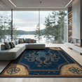thumbnail image 2 of ODIKA 8'x10' Washable Area Rug Cartoon Whimsical Maritime Tentacle Creature Weathered Pirate for Living Room, Under Sectional, Family , Durable, Non-Slip, 2 of 7