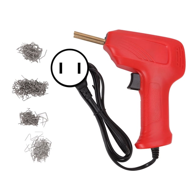 Soldadora de plástico con grapadora caliente portátil roja para reparaciones de radiadores y parachoques - Enchufe estadounidense de 110 V