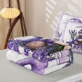 thumbnail image 5 of Erosebridal Cartoon Lavender Zipper Queen Comforter Set with Fitted Sheet and 2 Pillowcases, Chic Flower Zipper Bedding Set, Gray Reversible, Lavender White, Gray Reversible, 5 of 7
