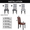 thumbnail image 6 of PiccoCasa 4Pcs Floral Dining Chair Cover Stretch Spandex Seat Protector, Black+White+Orange, 6 of 6