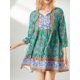 thumbnail image 5 of Mini Vestido Casual de Verano para Mujer Estampado Floral de Siete Partes Manga de Farol Cuello en V Vestido con Botones Fiesta en la Playa Vestido Boho Nituyy Vestido boho de verano para mujer Casual Beach Party, 5 of 5