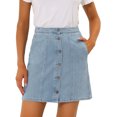 thumbnail image 1 of Falda corta de mezclilla Allegra K con botones y bolsillos Azul gris M, 1 of 5
