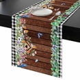 thumbnail image 6 of Spring Botanical Table Runner 70 Inch Long Dresser Scarves Linen Tablerunners Farmhouse Black Plaid Brown Wooden Grain Dining Kitchen Burlap Table Setting Decor for Party Holiday Coffee, 13"x70", 6 of 6