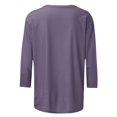 thumbnail image 4 of GERsome Women's 3/4 Sleeve Tops Solid Color Shirt Drop Shoulder Crew Neck Tops Loose Fit Casual Blouses for Women S-2XL Purple/M, 4 of 5