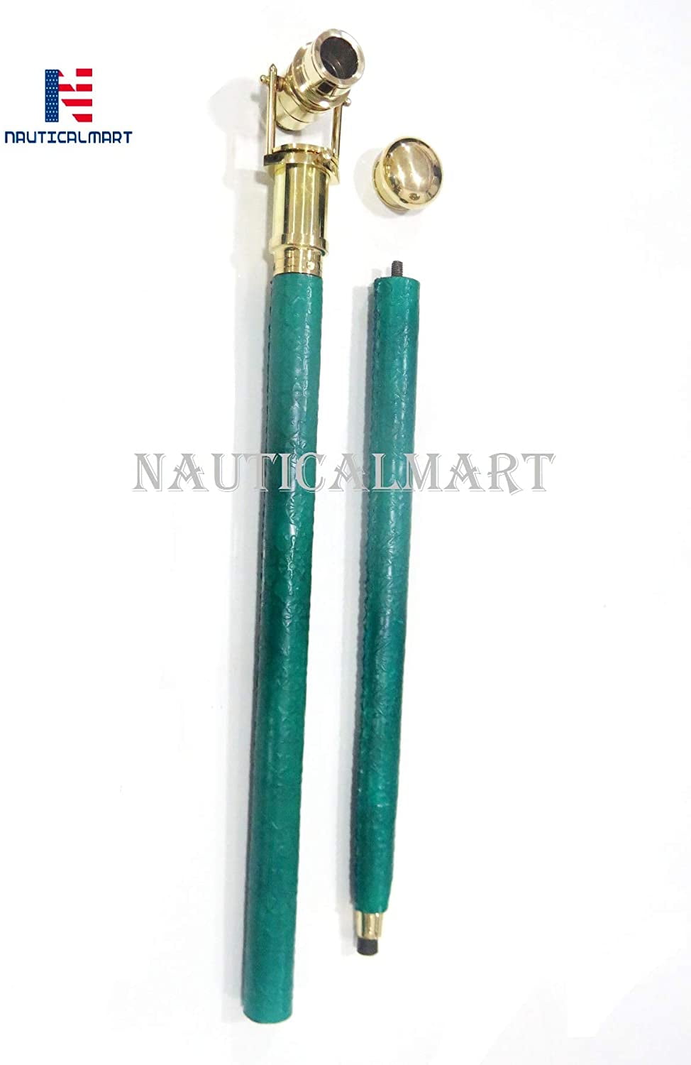 Nautical Collectible Antique Finish Brass Telescope Spyglass Walking Stick Cane 