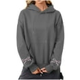 thumbnail image 4 of Pullover Hoodie for Womens Plus Size Fashion Casual Printed Round Neck Long Sleeved Loose Hooded Sweatshirts, 4 of 5