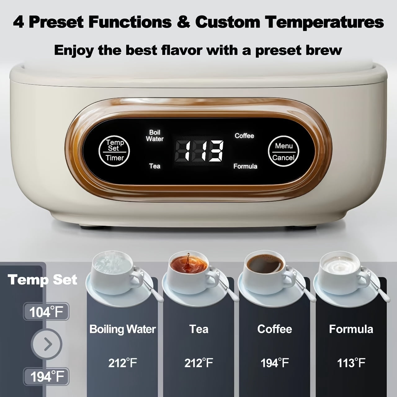 Electric Glass Kettle with Removable Infuser | 0.8L 8-in-1 Programmable Brewer | 11 Temp & 4 Preset Modes