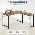 thumbnail image 3 of YRLLENSDAN Office Computer Table Desk, L-Shaped Computer Desk with Monitor Stand, Corner Gaming Desk L Shape for Bedroom, Wood Work Desk Table for Home Office, Brown, 3 of 8