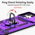 thumbnail image 6 of ELEHOLD Rugged Case for Motorola G Stylus 5G (2025),Heavy Duty Slide Lens Protective Case 360° Ring Holder Kickstand Magentic Shockproof Cover for Motorola G Stylus 5G (2025), Purple, 6 of 9