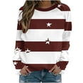 thumbnail image 7 of YUGYXL Women’s Striped Star Sweatshirt Long Sleeve Crewneck Casual Pullover Tops Fall Winter Shirt Brown M, 7 of 7