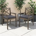 thumbnail image 2 of Tcbosik 2 Pieces Outdoor Dining Chairs with Cushions, Wooden Armchair for Deck, Yard, Porch, Patio, Grey, 2 of 11