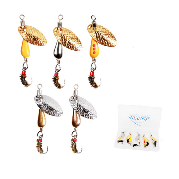 Trout Spinners, Fly Trout Fishing Lures for Bass Salmon Pike, Fishing Spinner Kit Smallmouth Bass Lures with Brass Spinner for Lake River Fishing