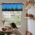 thumbnail image 5 of Blue Geometric Valances for Windows Farmhouse Kitchen Curtains Valances Rod Pocket Valance Curtains for Kitchen Windows Gradient Black Gold Mottled Comb Grid Window Valances for Bathroom 42"x12", 5 of 6