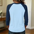 thumbnail image 7 of Tops for Women 3/4 Sleeve Women's Color Block Tops Casual Dressy Crew Neck Shirts Blouses Trendy Fall Loose Fit Outfits,M, 7 of 7