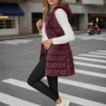 thumbnail image 2 of shqvo Women Long Vest Solid Color Sleeveless Hood Puffer Vest Zip up Winter Puffer Vest Outwear with Pockets Casual Lightweight Vest Coat, 2 of 7