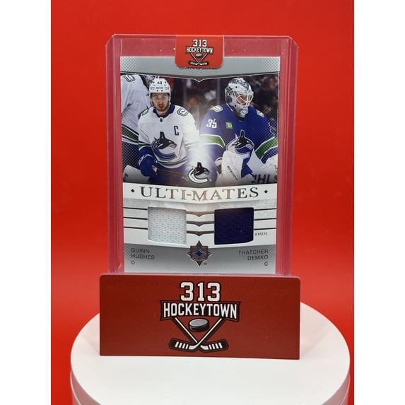 2025 Upper Deck Ultimate Collection Ulti-Mates Thatcher Demko Quinn Hughes #UTM-DH Game-used memorabilia
