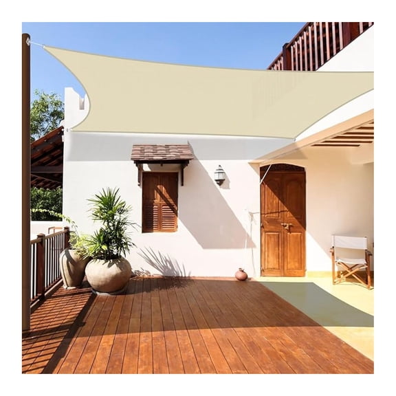 22x22 Sun Shade Sail, Beige Rectangle Canopy Cover - Heavy Duty HDPE Outdoor Shade Cloth for Patio, Yard, Deck, Garden - UV Block 95%