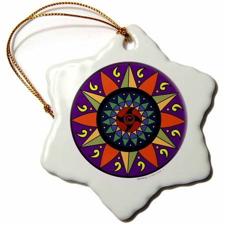 Office Pennsylvania Dutch Christmas 3dRose Hex Sign 2 Pennsylvania Dutch Luck Protection Symbol - Snowflake Ornament, 3-inch ()